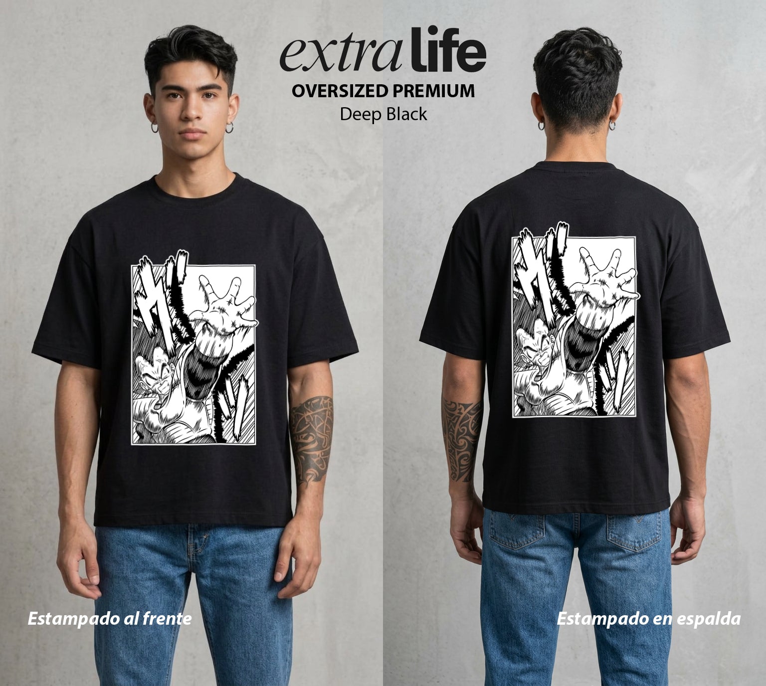 El Poder de las Esferas | El Principe Indomable #00905 - Playera Oversized Premium | Deep Black - Foto en modelo