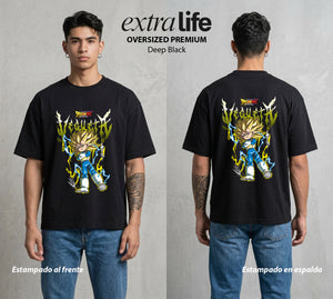 El Poder de las Esferas | El Principe Caido #00906 - Playera Oversized Premium | Deep Black - Foto en modelo