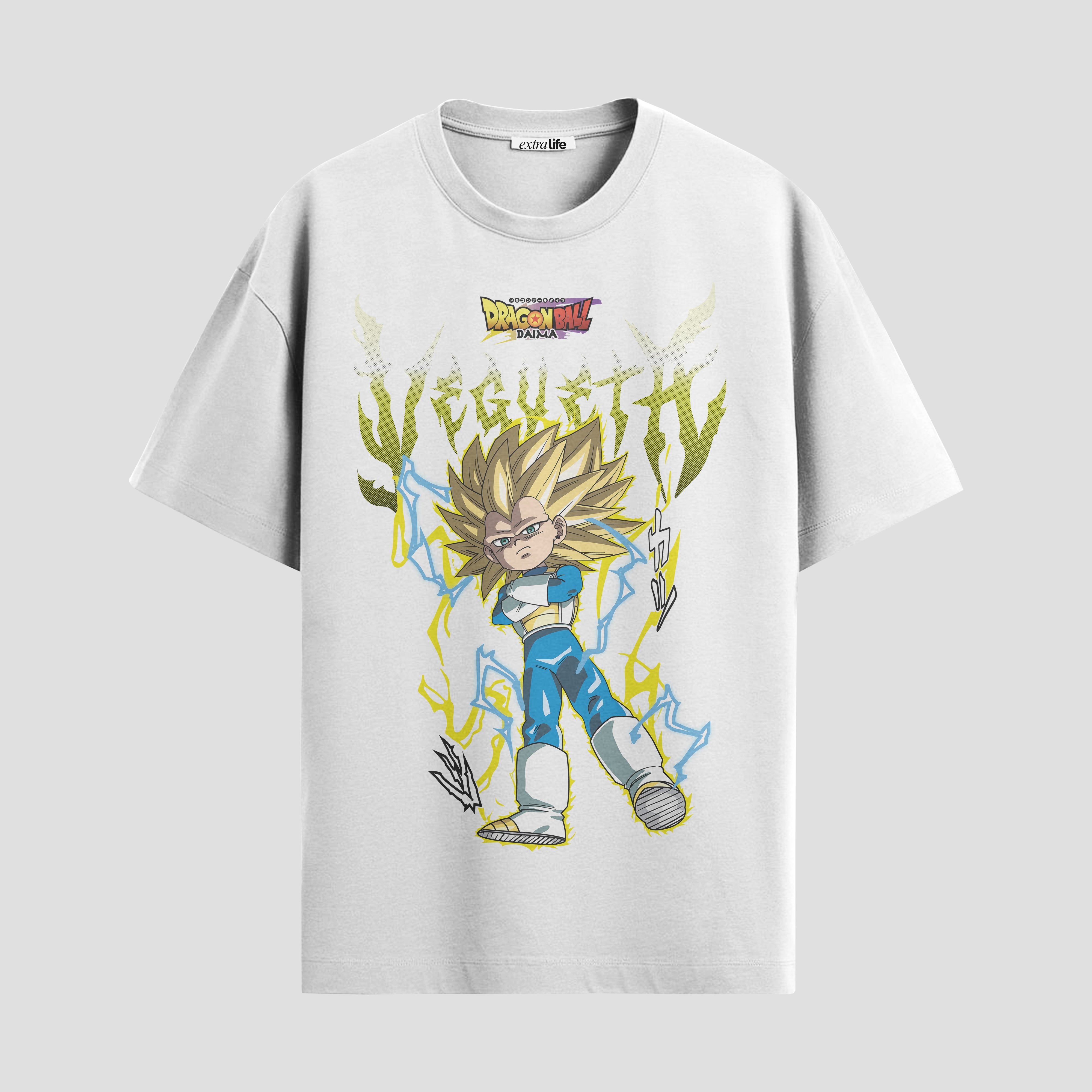 Playera urbana de anime y gaming ExtraLife MX, corte Standard Fit unisex ligero y transpirable en color Deep Black y Pure White, ropa de uso diario para gym y casual.