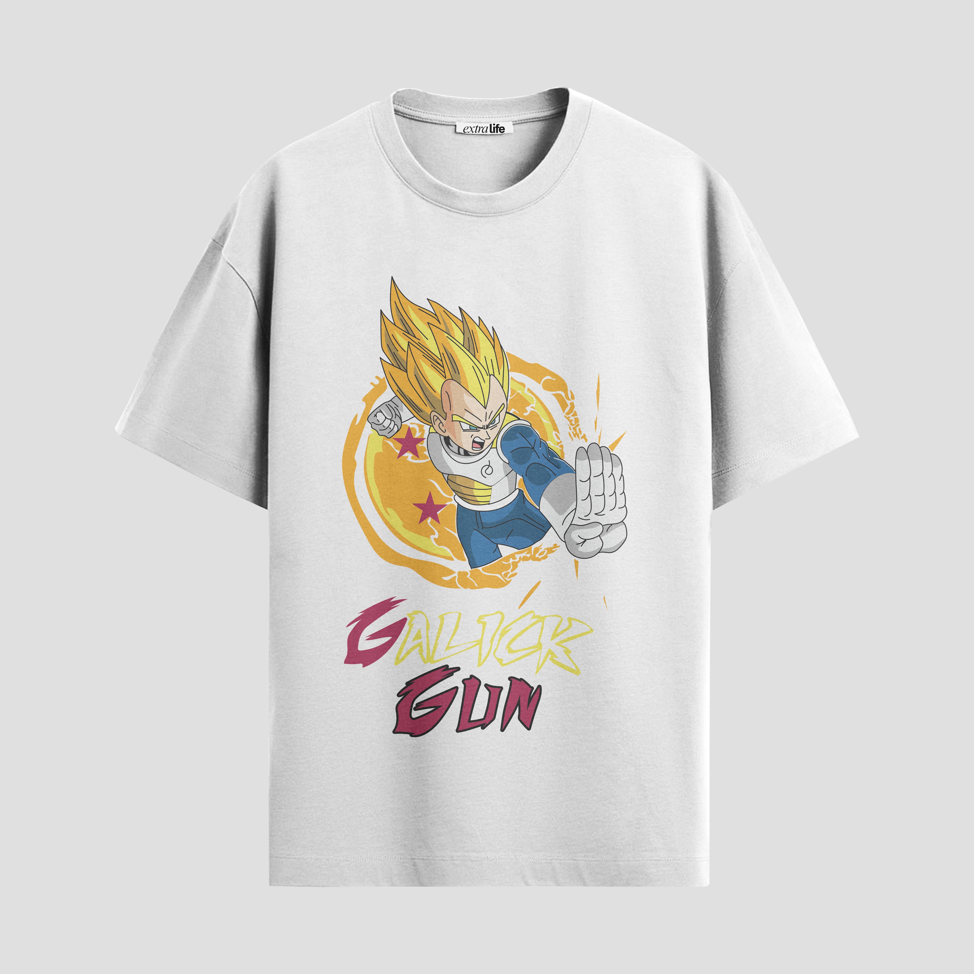 Playera urbana de anime y gaming ExtraLife MX, corte Standard Fit unisex ligero y transpirable en color Deep Black y Pure White, ropa de uso diario para gym y casual.