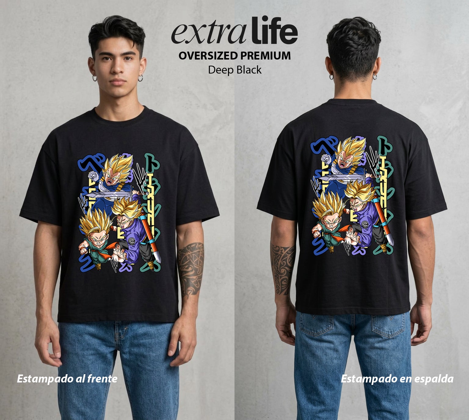 El Poder de las Esferas | El Viajero del Tiempo #00911 - Playera Oversized Premium | Deep Black - Foto en modelo