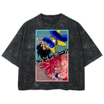 Playera streetwear premium de anime y gaming ExtraLife MX, corte boxy deluxe mineral wash heavyweight en color Acid Wash, moda urbana mexicana de culto.