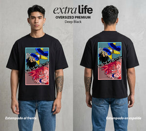 El Poder de las Esferas | Guerrero de las Estrellas #00912 - Playera Oversized Premium | Deep Black - Foto en modelo