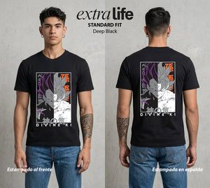 El Poder de las Esferas | El Saiyajin del Bien #00913 - Playera Standard Fit | Deep Black - Foto en modelo