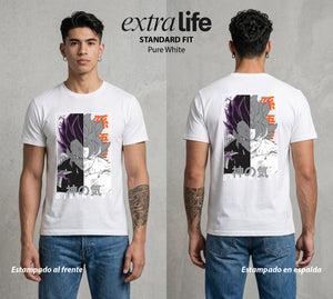 El Poder de las Esferas | El Saiyajin del Bien #00913 - Playera Standard Fit | Pure White - Foto en modelo
