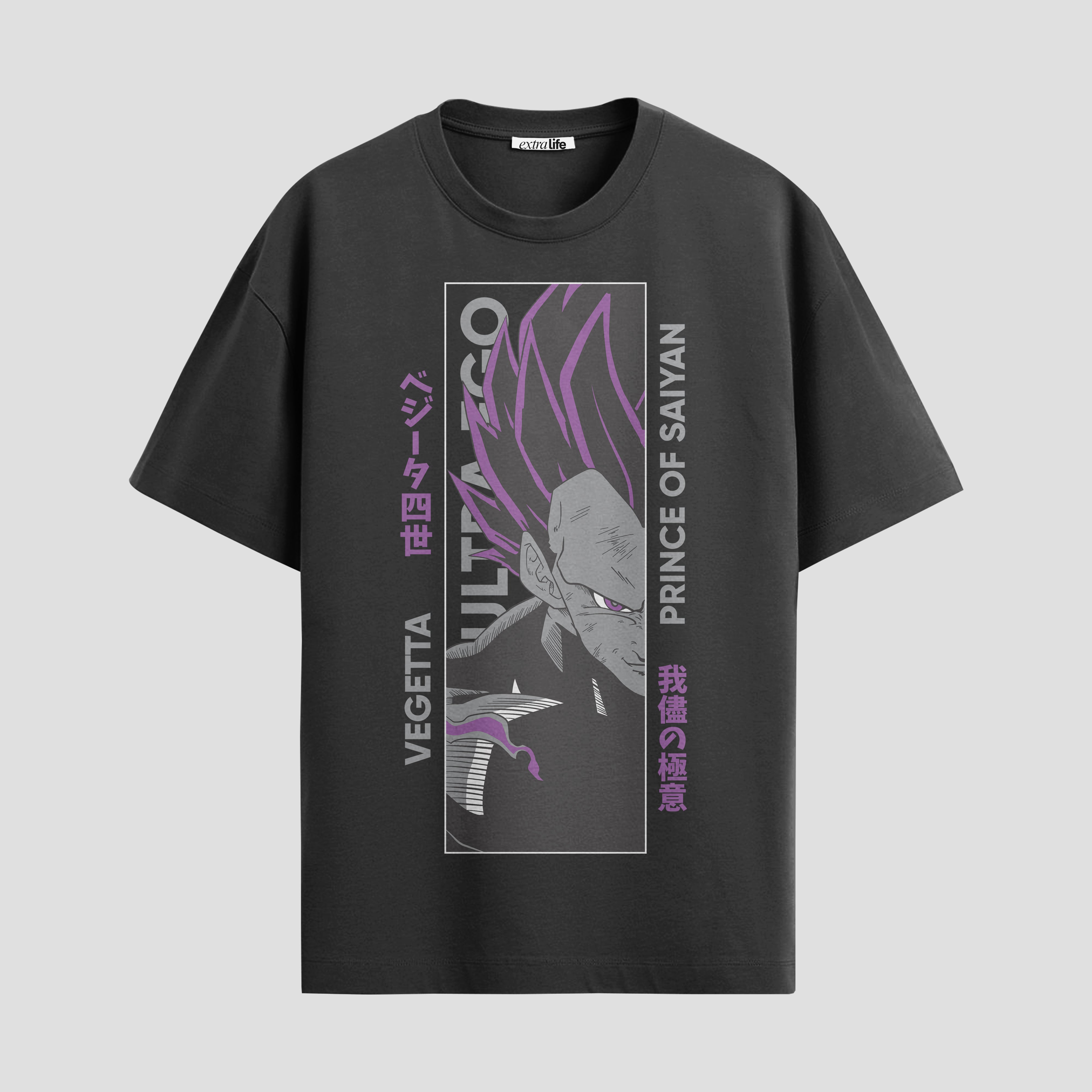 Playera urbana de anime y gaming ExtraLife MX, corte Standard Fit unisex ligero y transpirable en color Deep Black y Pure White, ropa de uso diario para gym y casual.