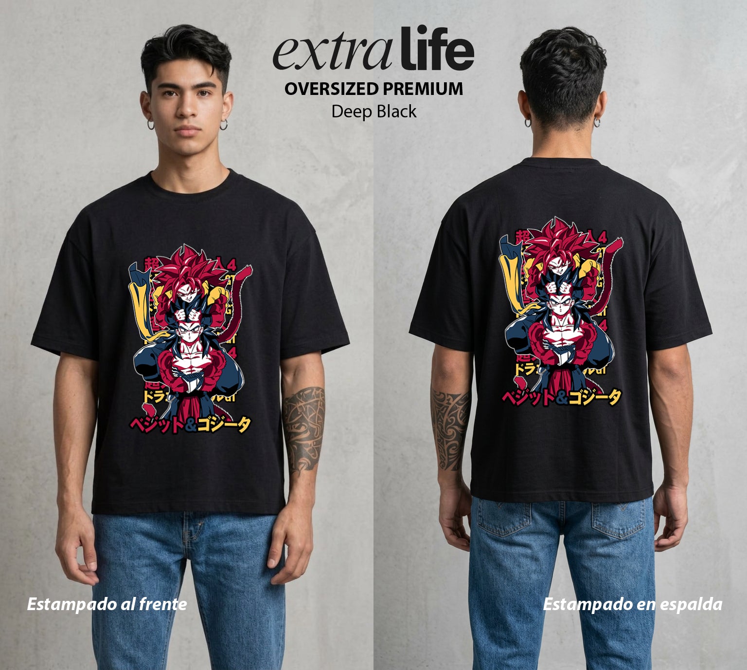 El Poder de las Esferas | La Fusion Suprema #00918 - Playera Oversized Premium | Deep Black - Foto en modelo