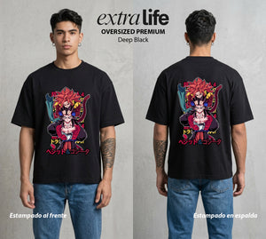 El Poder de las Esferas | El Poder Combinado #00919 - Playera Oversized Premium | Deep Black - Foto en modelo