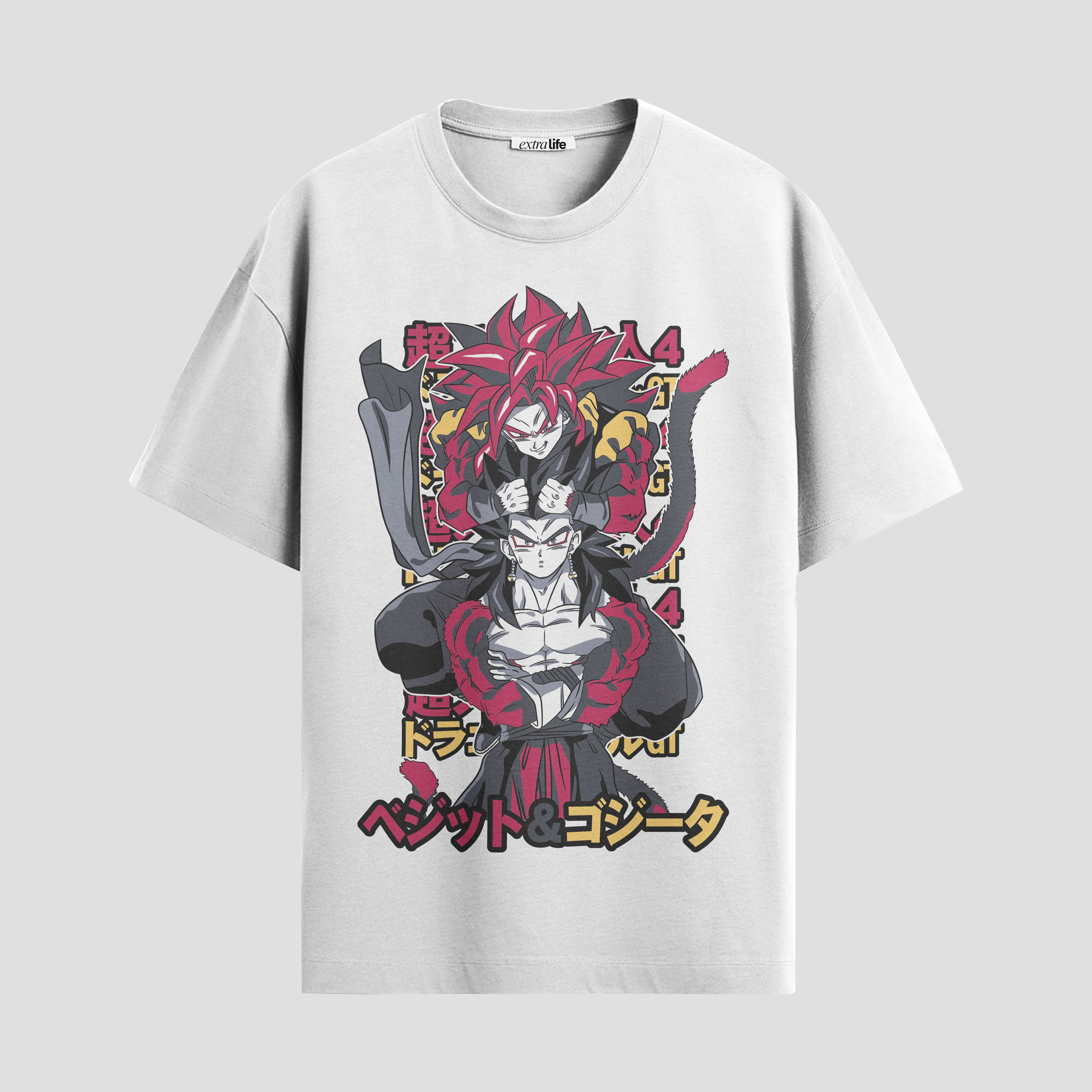 Playera urbana de anime y gaming ExtraLife MX, corte Standard Fit unisex ligero y transpirable en color Deep Black y Pure White, ropa de uso diario para gym y casual.