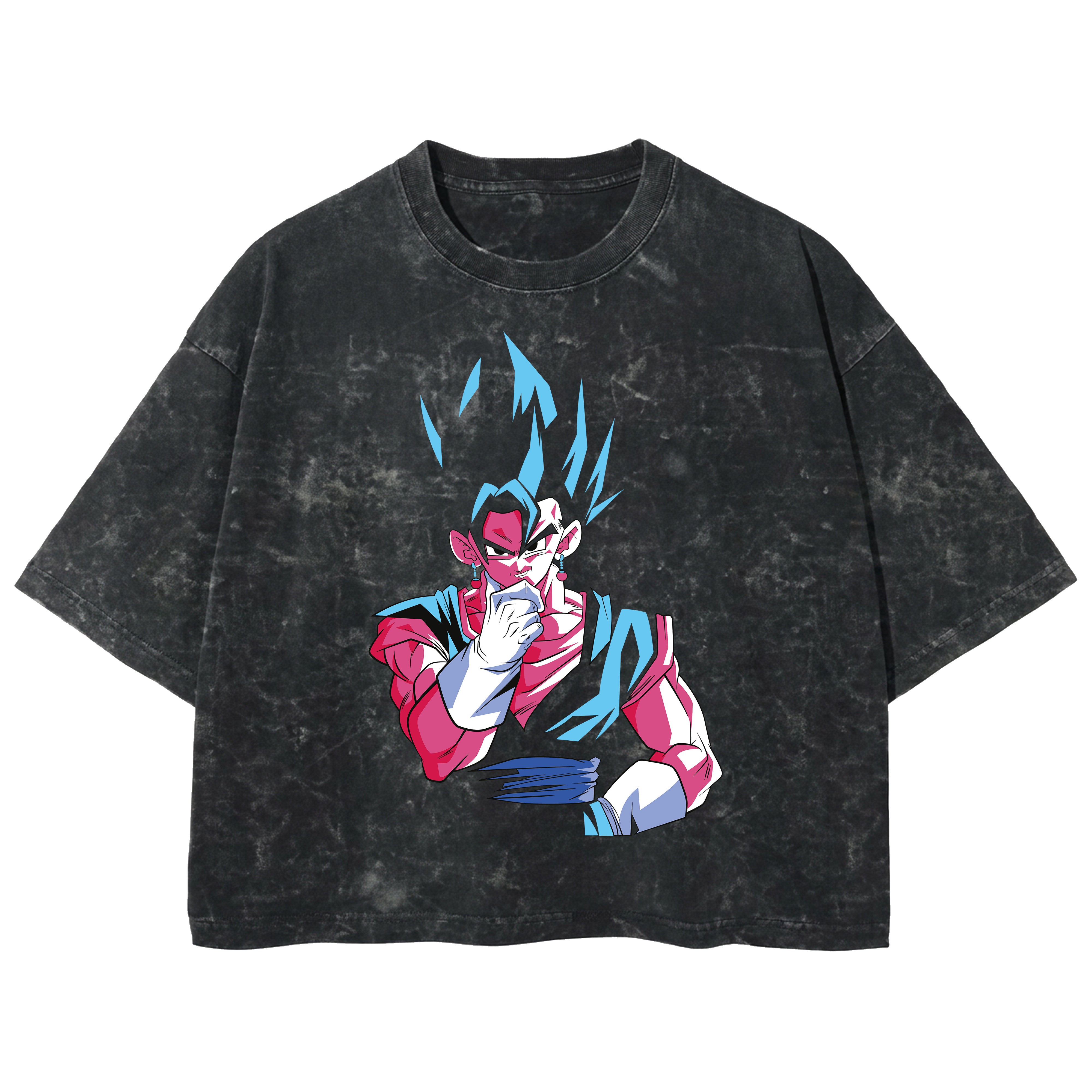 Playera streetwear premium de anime y gaming ExtraLife MX, corte boxy deluxe mineral wash heavyweight en color Acid Wash, moda urbana mexicana de culto.