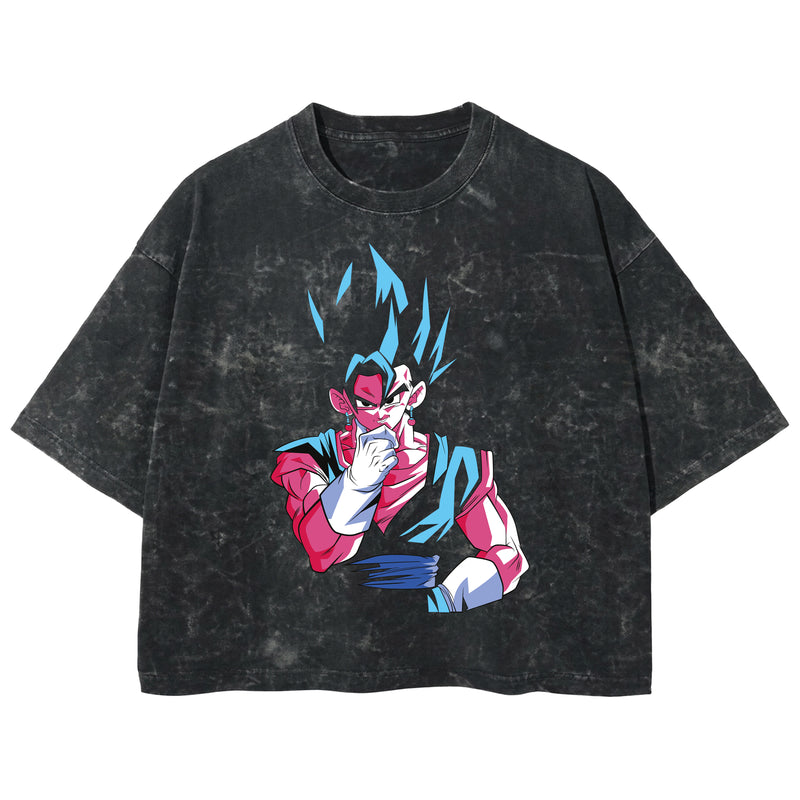 Playera streetwear premium de anime y gaming ExtraLife MX, corte boxy deluxe mineral wash heavyweight en color Acid Wash, moda urbana mexicana de culto.