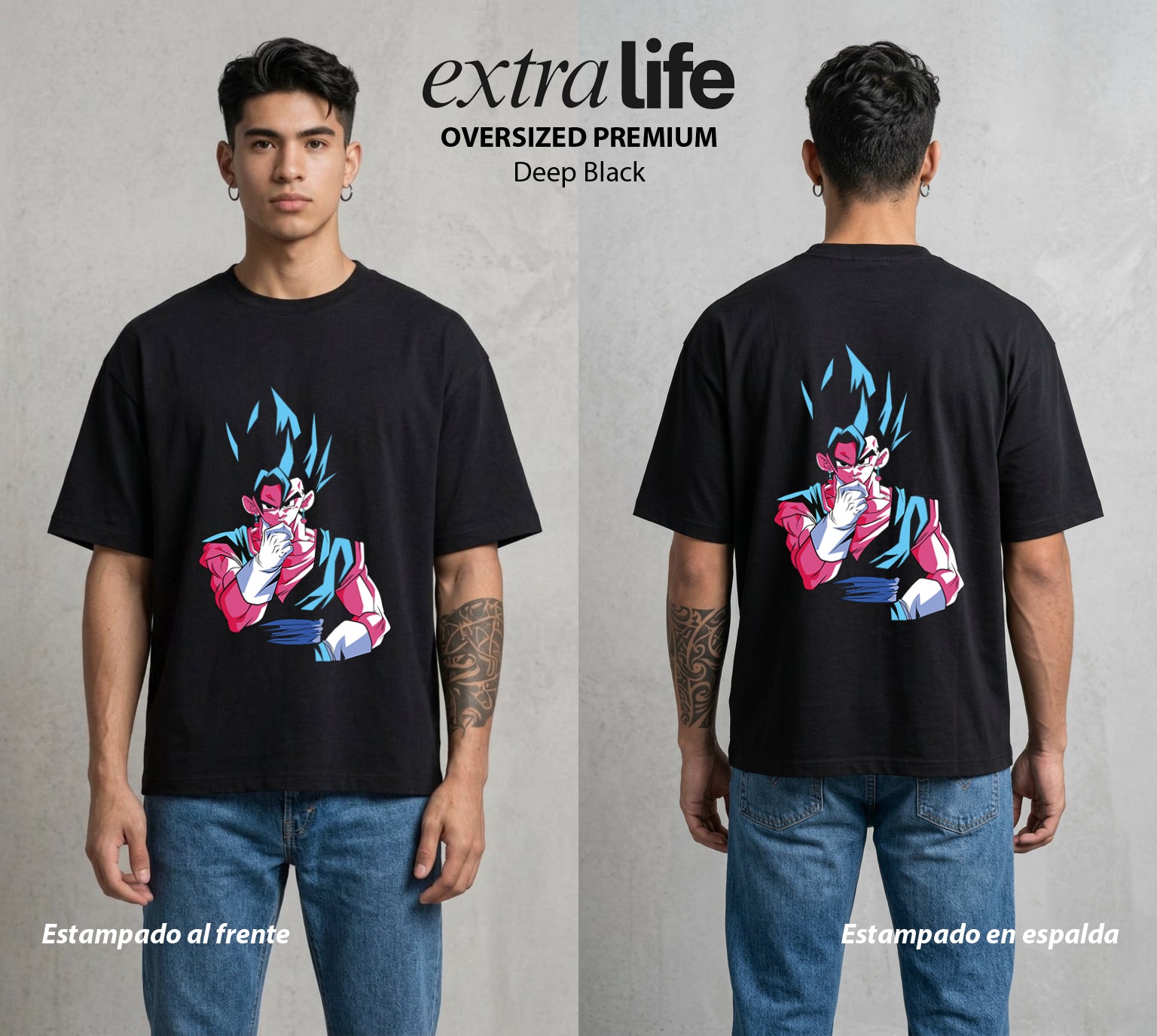 El Poder de las Esferas | La Fusion Suprema #00921 - Playera Oversized Premium | Deep Black - Foto en modelo