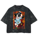 Playera streetwear premium de anime y gaming ExtraLife MX, corte boxy deluxe mineral wash heavyweight en color Acid Wash, moda urbana mexicana de culto.