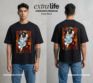 El Poder de las Esferas | La Hija del Campeon #00922 - Playera Oversized Premium | Deep Black - Foto en modelo