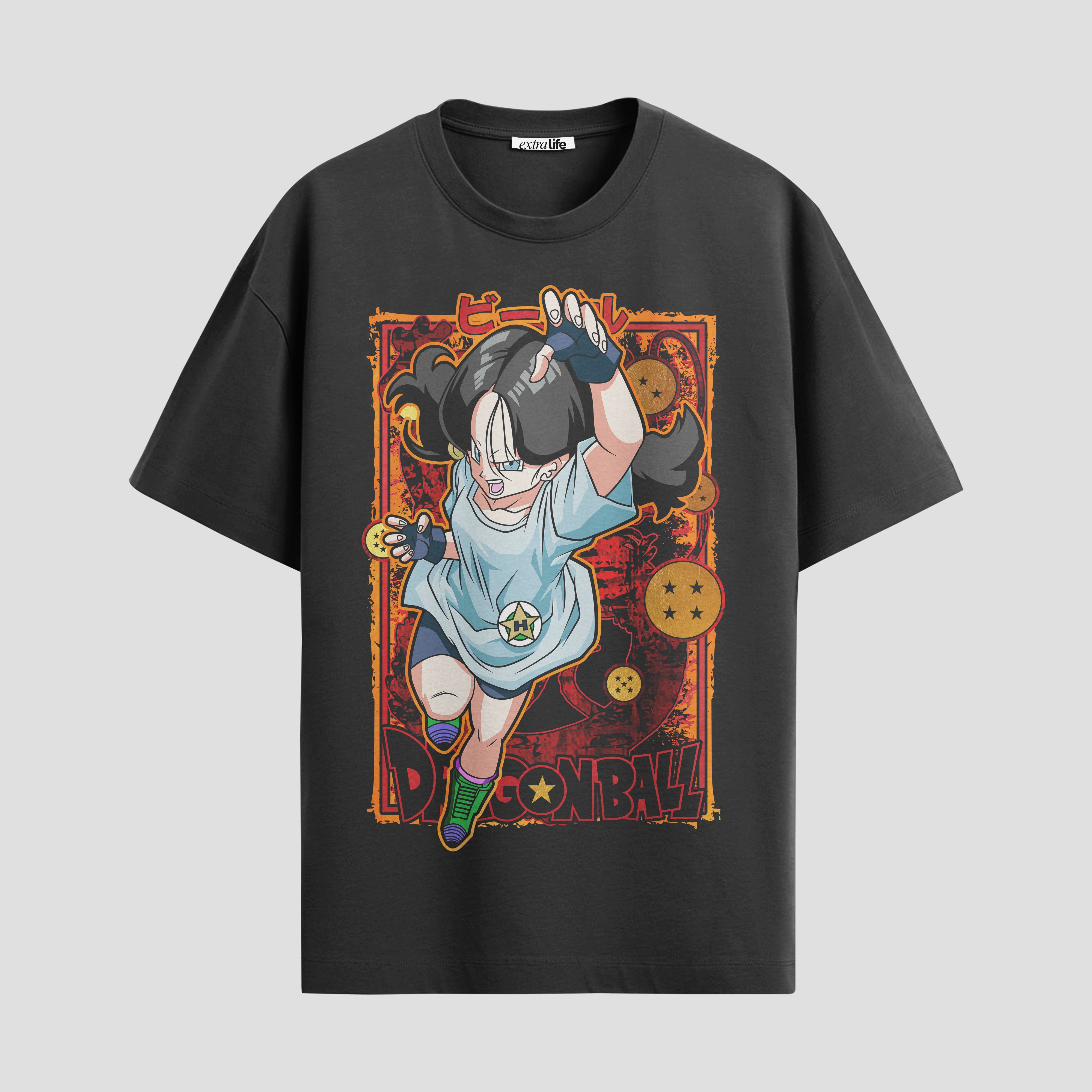 Playera urbana de anime y gaming ExtraLife MX, corte Standard Fit unisex ligero y transpirable en color Deep Black y Pure White, ropa de uso diario para gym y casual.