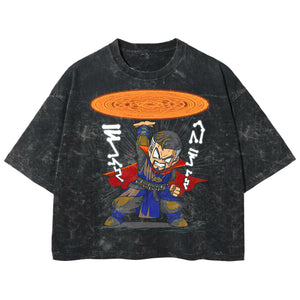 Playera streetwear premium de anime y gaming ExtraLife MX, corte boxy deluxe mineral wash heavyweight en color Acid Wash, moda urbana mexicana de culto.