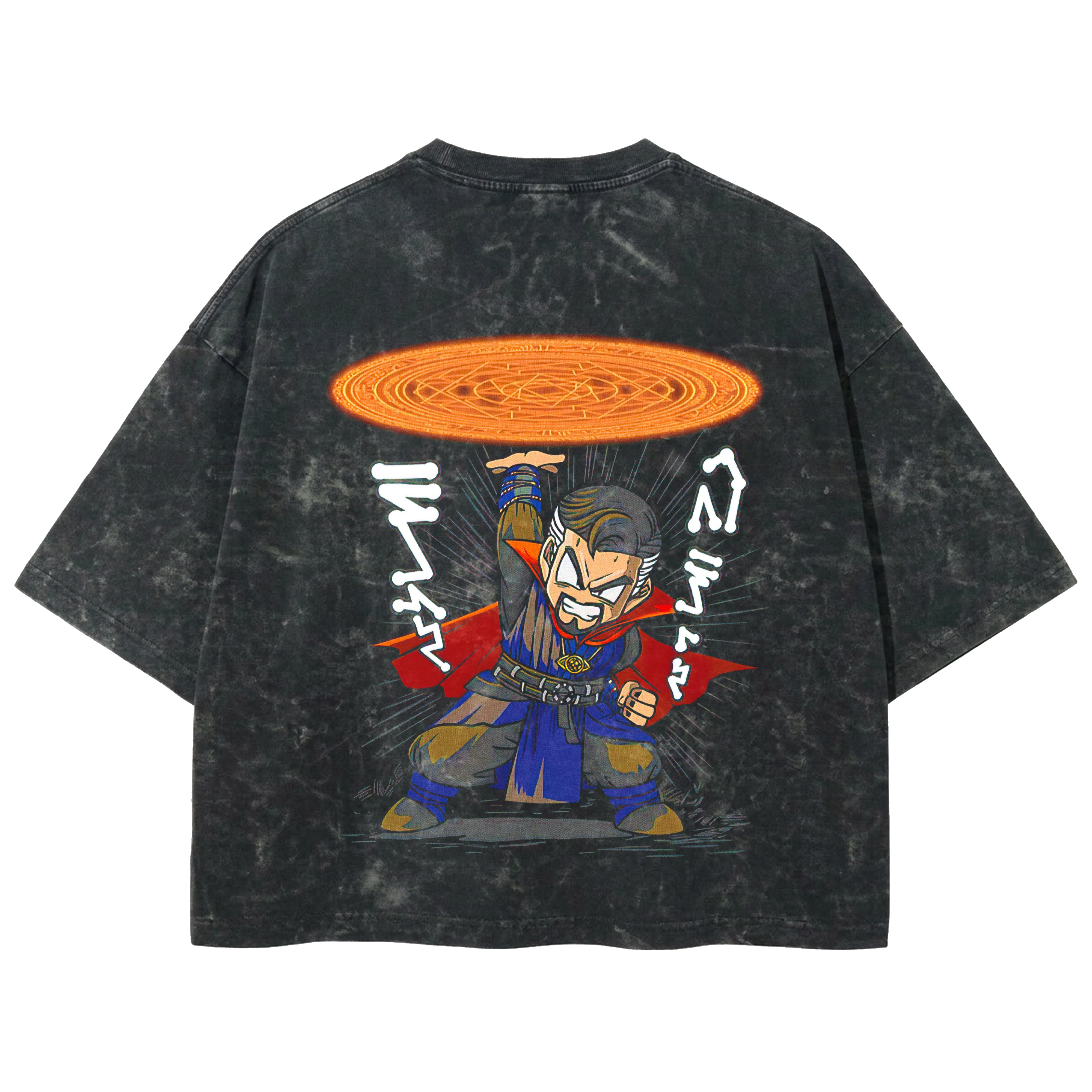 Playera streetwear premium de anime y gaming ExtraLife MX, corte boxy deluxe mineral wash heavyweight en color Acid Wash, moda urbana mexicana de culto.