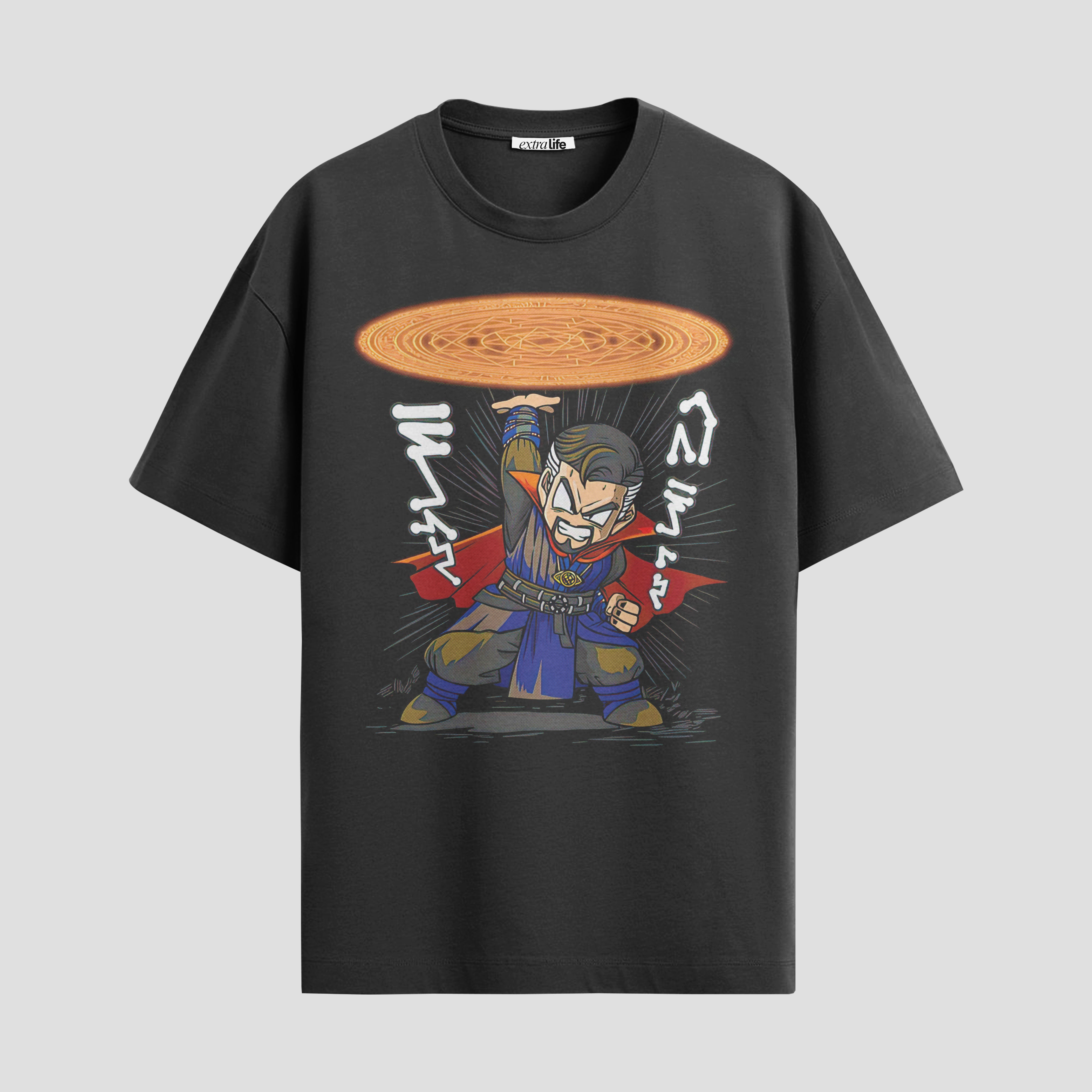 Playera urbana de anime y gaming ExtraLife MX, corte Standard Fit unisex ligero y transpirable en color Deep Black y Pure White, ropa de uso diario para gym y casual.