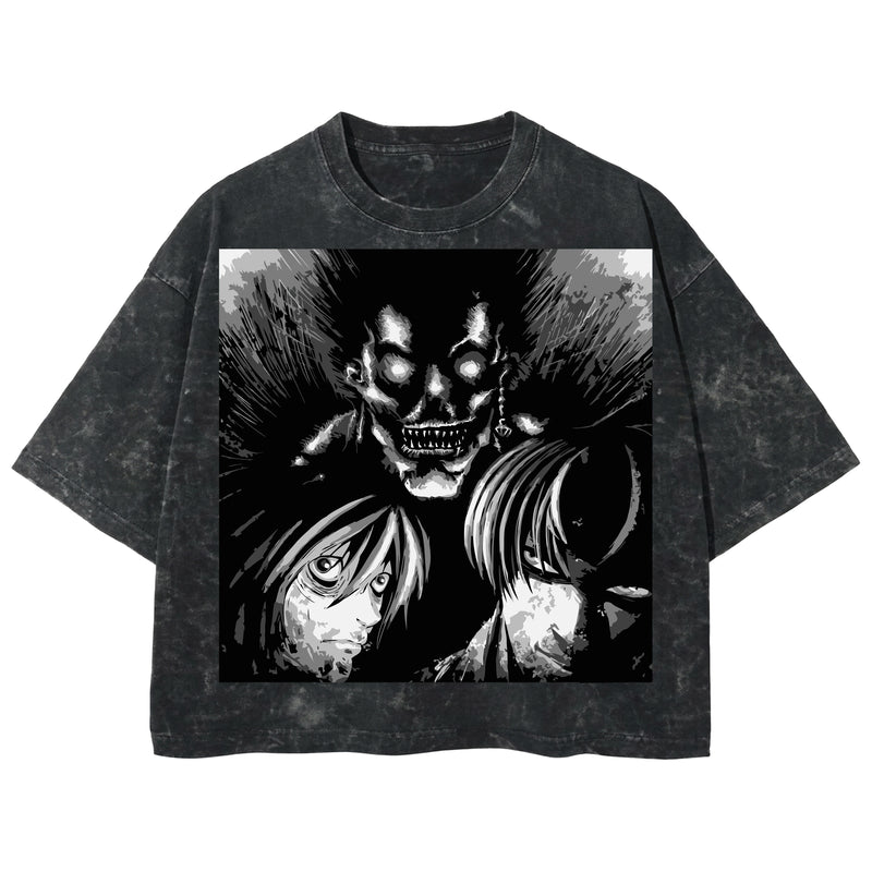 Playera streetwear premium de anime y gaming ExtraLife MX, corte boxy deluxe mineral wash heavyweight en color Acid Wash, moda urbana mexicana de culto.