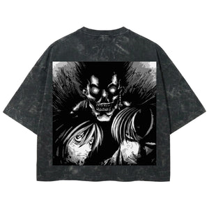 Playera streetwear premium de anime y gaming ExtraLife MX, corte boxy deluxe mineral wash heavyweight en color Acid Wash, moda urbana mexicana de culto.