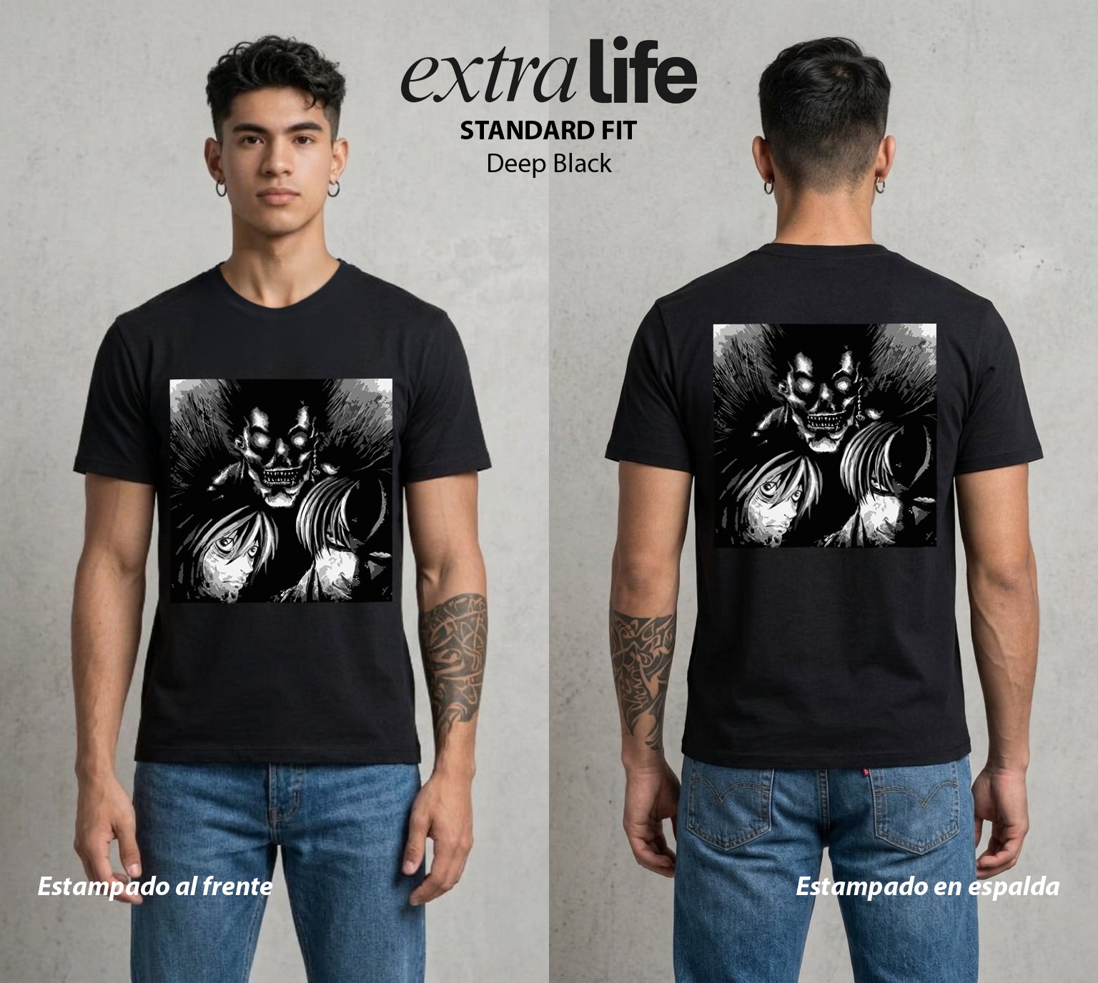 El Cuaderno del Juicio | Los Heroes del Futuro #00928 - Playera Standard Fit | Deep Black - Foto en modelo