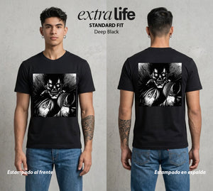 El Cuaderno del Juicio | Los Heroes del Futuro #00928 - Playera Standard Fit | Deep Black - Foto en modelo