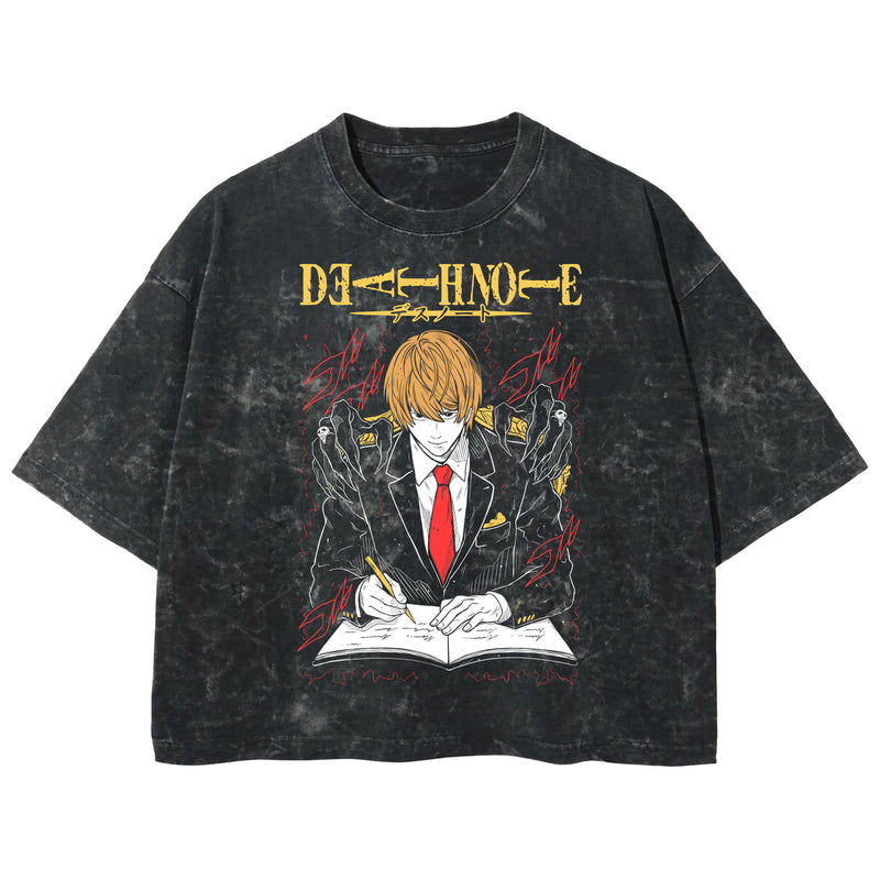 Playera streetwear premium de anime y gaming ExtraLife MX, corte boxy deluxe mineral wash heavyweight en color Acid Wash, moda urbana mexicana de culto.