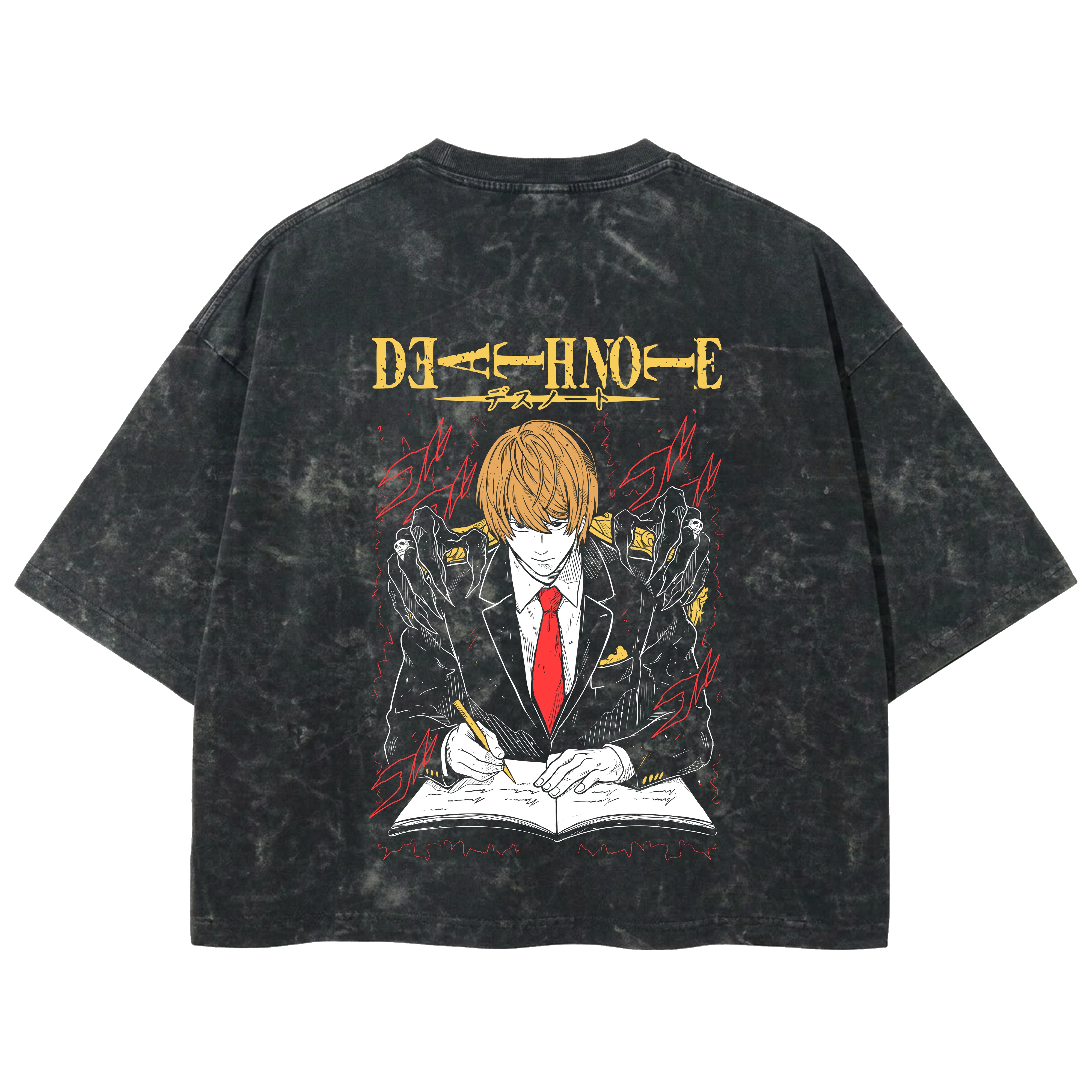 Playera streetwear premium de anime y gaming ExtraLife MX, corte boxy deluxe mineral wash heavyweight en color Acid Wash, moda urbana mexicana de culto.