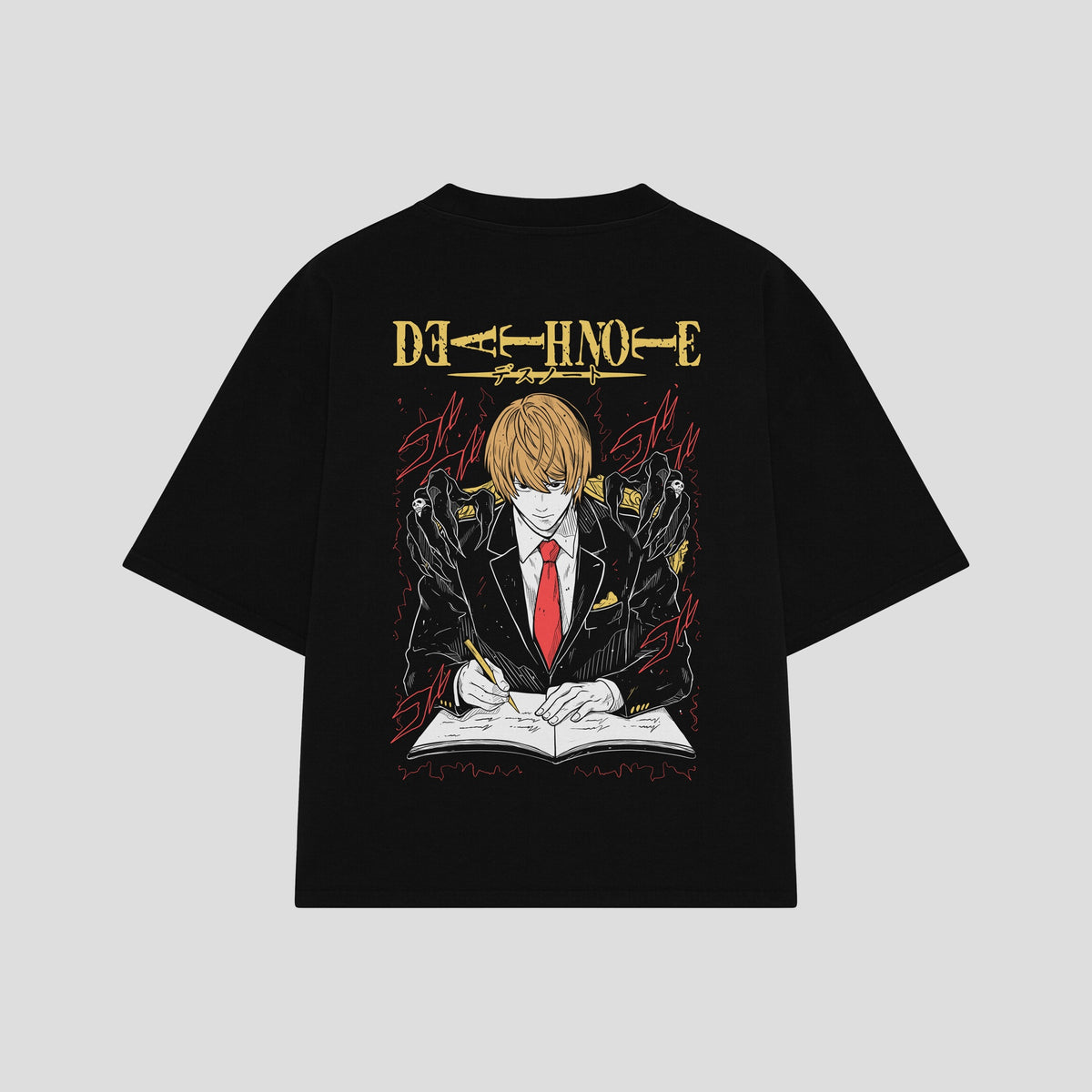 Playera streetwear premium de anime y gaming ExtraLife MX, corte oversized drop shoulder ligero y fresco en color Deep Black y Off-White, moda urbana mexicana de culto.