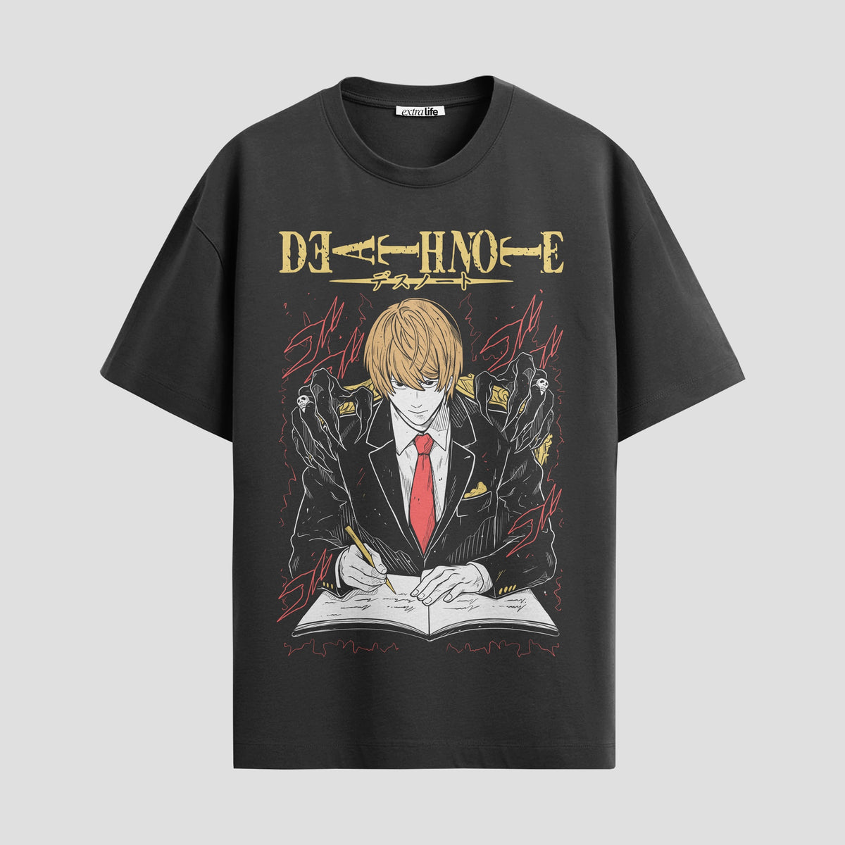 Playera urbana de anime y gaming ExtraLife MX, corte Classic Premium unisex ligero y transpirable en color Deep Black y Pure White, ropa de uso diario para gym y casual.