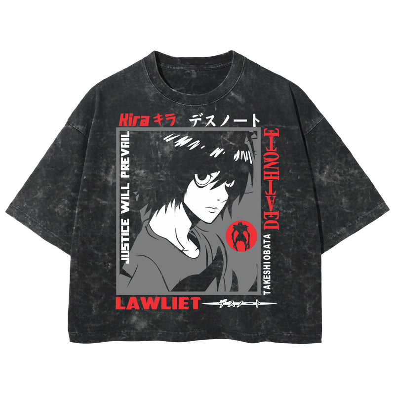 Playera streetwear premium de anime y gaming ExtraLife MX, corte boxy deluxe mineral wash heavyweight en color Acid Wash, moda urbana mexicana de culto.