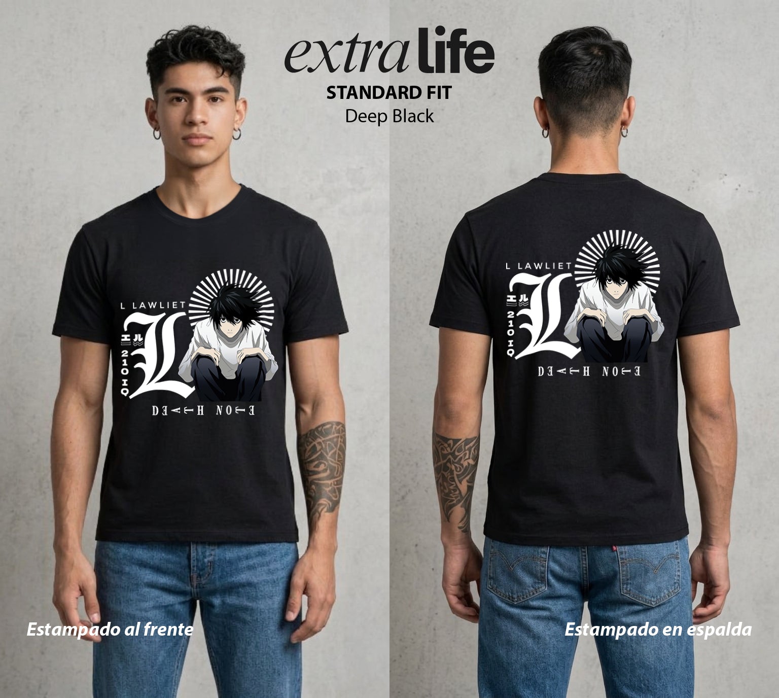 El Cuaderno del Juicio | El Detective del Bien #00932 - Playera Standard Fit | Deep Black - Foto en modelo