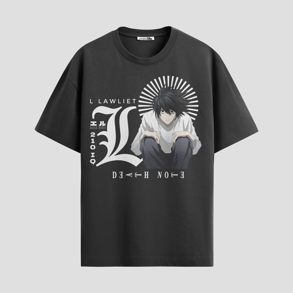 Playera urbana de anime y gaming ExtraLife MX, corte Classic Premium unisex ligero y transpirable en color Deep Black y Pure White, ropa de uso diario para gym y casual.
