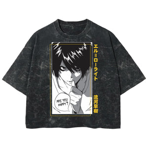 Playera streetwear premium de anime y gaming ExtraLife MX, corte boxy deluxe mineral wash heavyweight en color Acid Wash, moda urbana mexicana de culto.