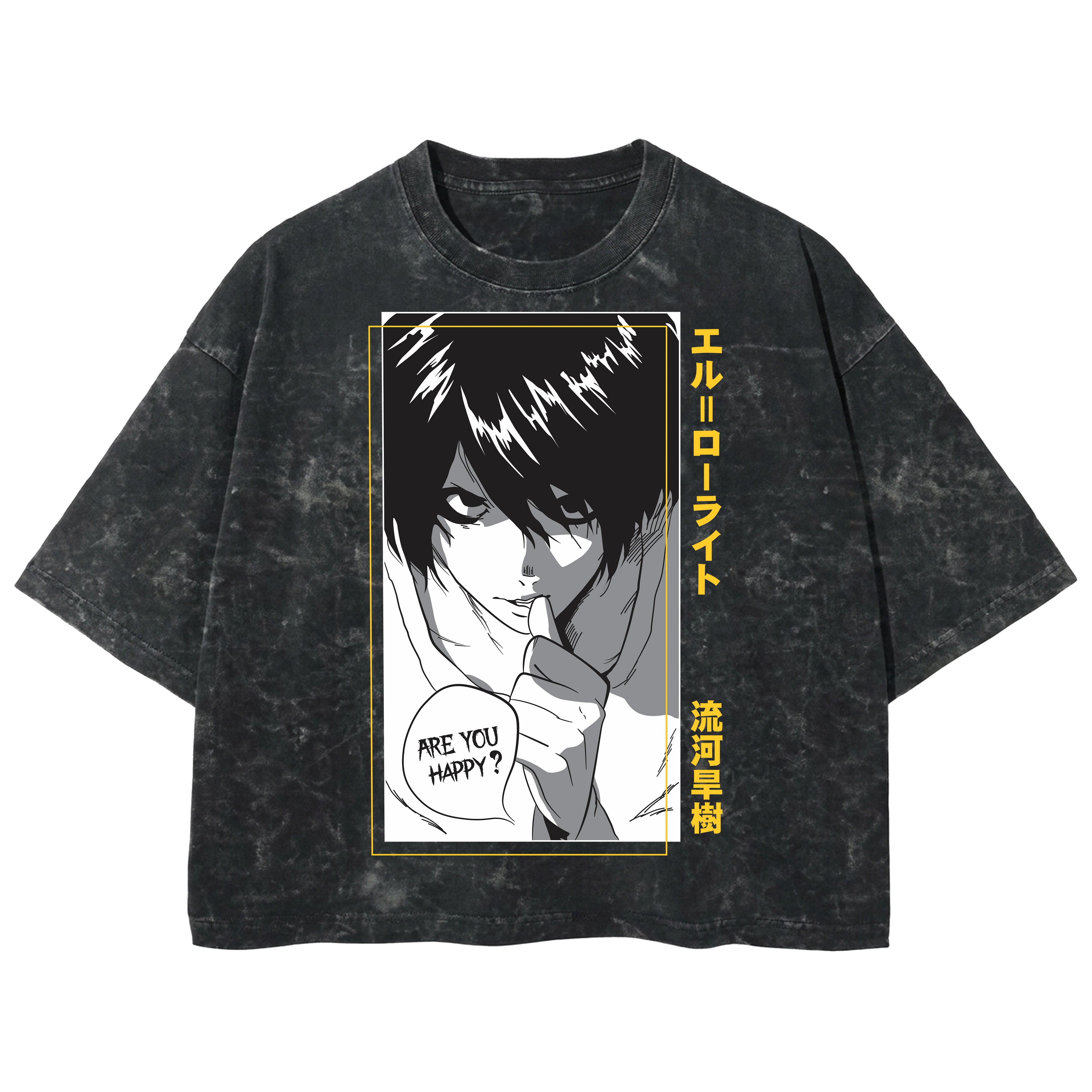 Playera streetwear premium de anime y gaming ExtraLife MX, corte boxy deluxe mineral wash heavyweight en color Acid Wash, moda urbana mexicana de culto.