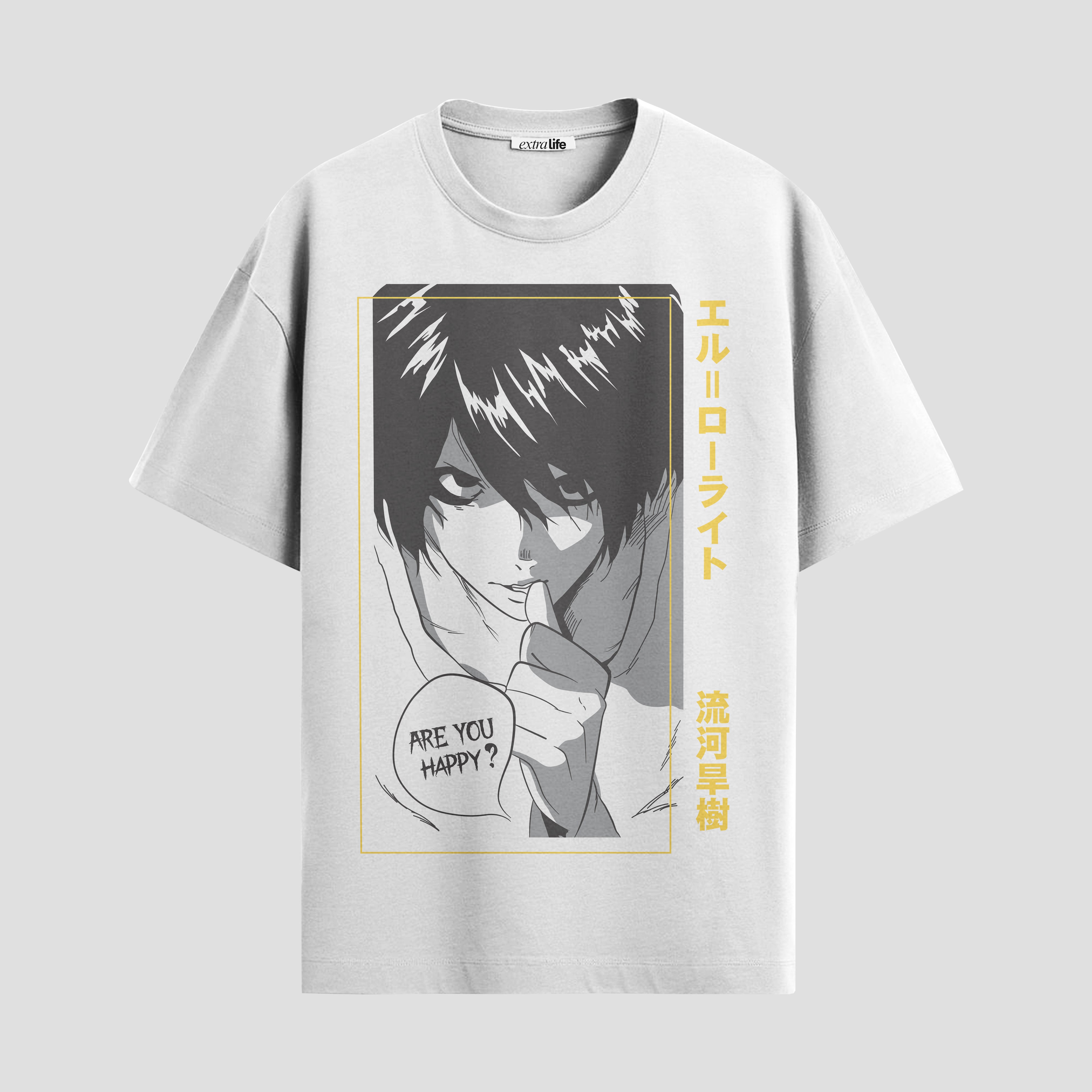 Playera urbana de anime y gaming ExtraLife MX, corte Standard Fit unisex ligero y transpirable en color Deep Black y Pure White, ropa de uso diario para gym y casual.