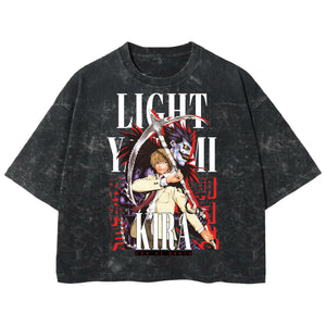 Playera streetwear premium de anime y gaming ExtraLife MX, corte boxy deluxe mineral wash heavyweight en color Acid Wash, moda urbana mexicana de culto.