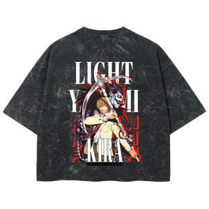 Playera streetwear premium de anime y gaming ExtraLife MX, corte boxy deluxe mineral wash heavyweight en color Acid Wash, moda urbana mexicana de culto.