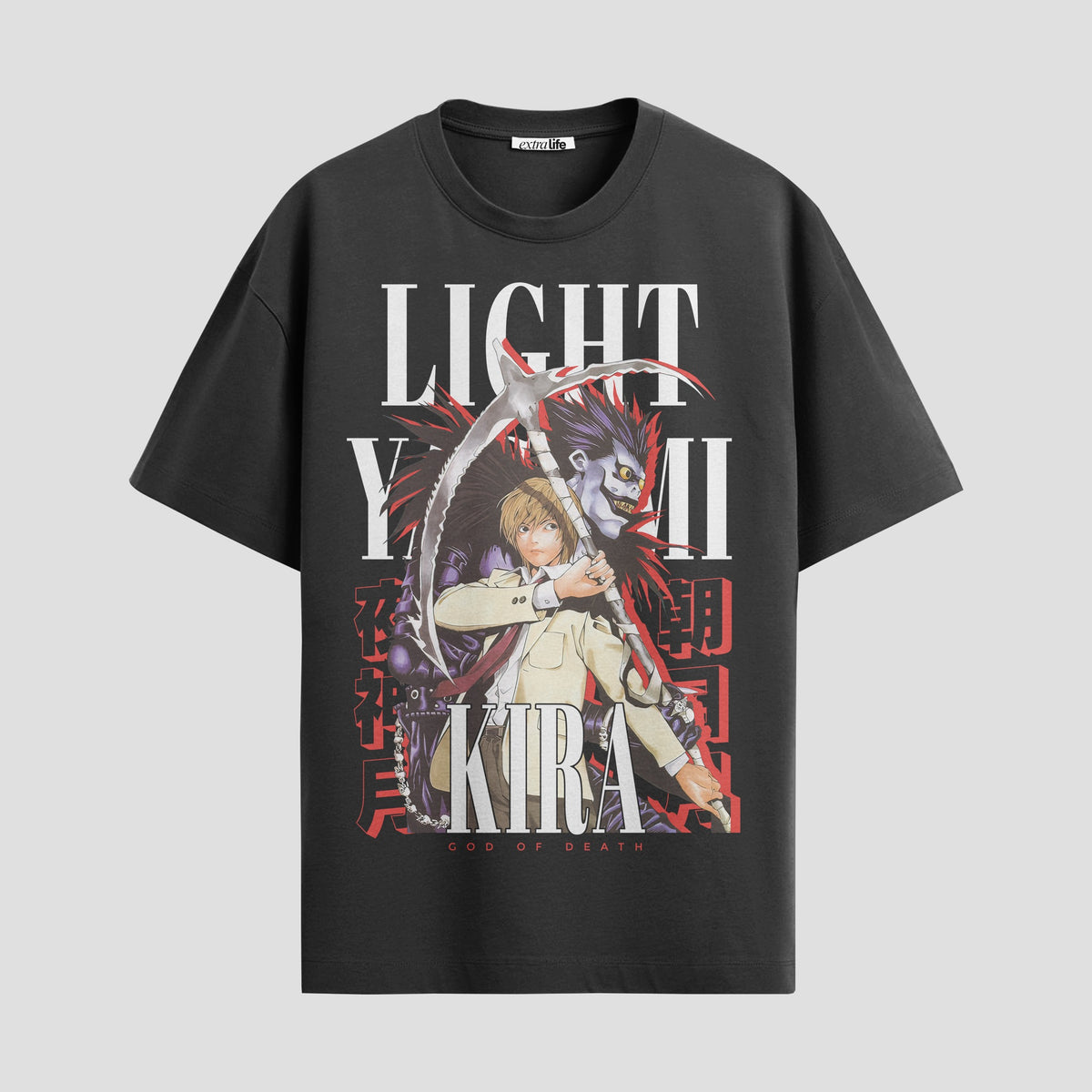 Playera urbana de anime y gaming ExtraLife MX, corte Classic Premium unisex ligero y transpirable en color Deep Black y Pure White, ropa de uso diario para gym y casual.