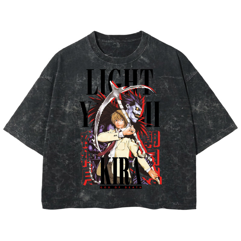 Playera streetwear premium de anime y gaming ExtraLife MX, corte boxy deluxe mineral wash heavyweight en color Acid Wash, moda urbana mexicana de culto.