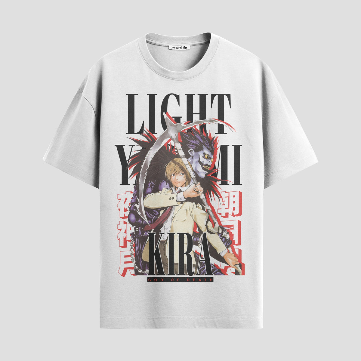 Playera urbana de anime y gaming ExtraLife MX, corte Classic Premium unisex ligero y transpirable en color Deep Black y Pure White, ropa de uso diario para gym y casual.