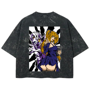 Playera streetwear premium de anime y gaming ExtraLife MX, corte boxy deluxe mineral wash heavyweight en color Acid Wash, moda urbana mexicana de culto.