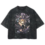 Playera streetwear premium de anime y gaming ExtraLife MX, corte boxy deluxe mineral wash heavyweight en color Acid Wash, moda urbana mexicana de culto.