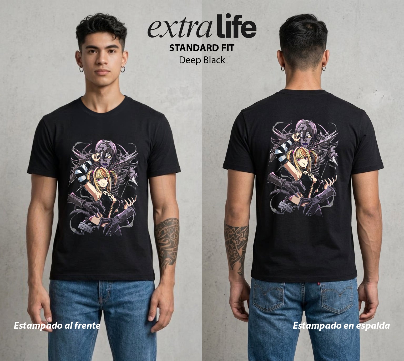 El Cuaderno del Juicio | El Shinigami Curioso #00940 - Playera Standard Fit | Deep Black - Foto en modelo