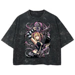 Playera streetwear premium de anime y gaming ExtraLife MX, corte boxy deluxe mineral wash heavyweight en color Acid Wash, moda urbana mexicana de culto.