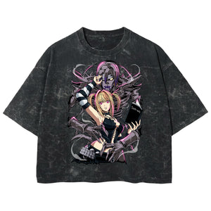 Playera streetwear premium de anime y gaming ExtraLife MX, corte boxy deluxe mineral wash heavyweight en color Acid Wash, moda urbana mexicana de culto.