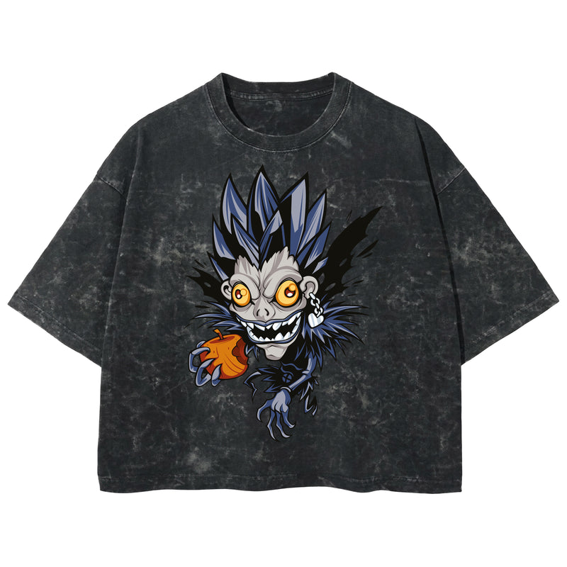 Playera streetwear premium de anime y gaming ExtraLife MX, corte boxy deluxe mineral wash heavyweight en color Acid Wash, moda urbana mexicana de culto.