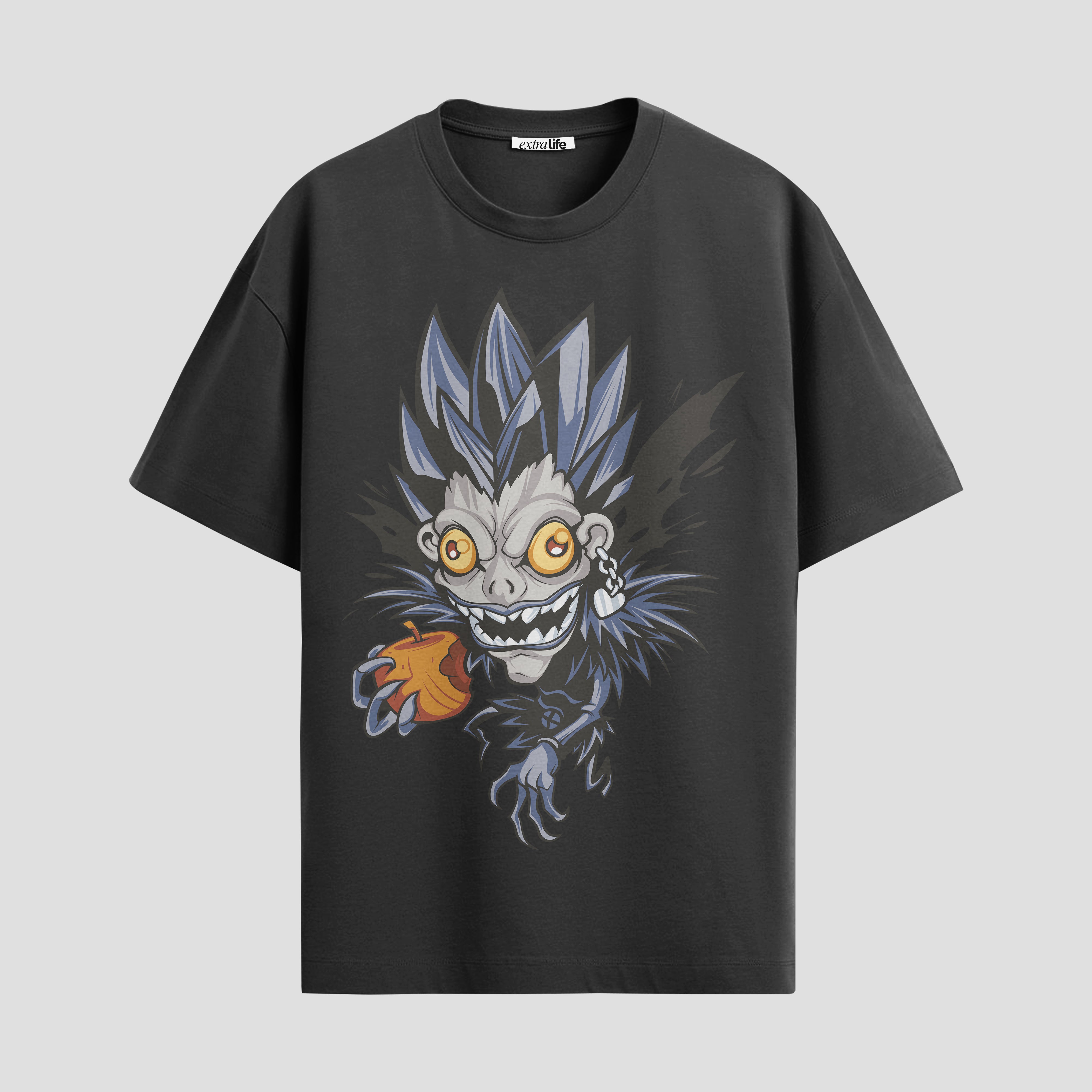 Playera urbana de anime y gaming ExtraLife MX, corte Standard Fit unisex ligero y transpirable en color Deep Black y Pure White, ropa de uso diario para gym y casual.