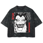 Playera streetwear premium de anime y gaming ExtraLife MX, corte boxy deluxe mineral wash heavyweight en color Acid Wash, moda urbana mexicana de culto.