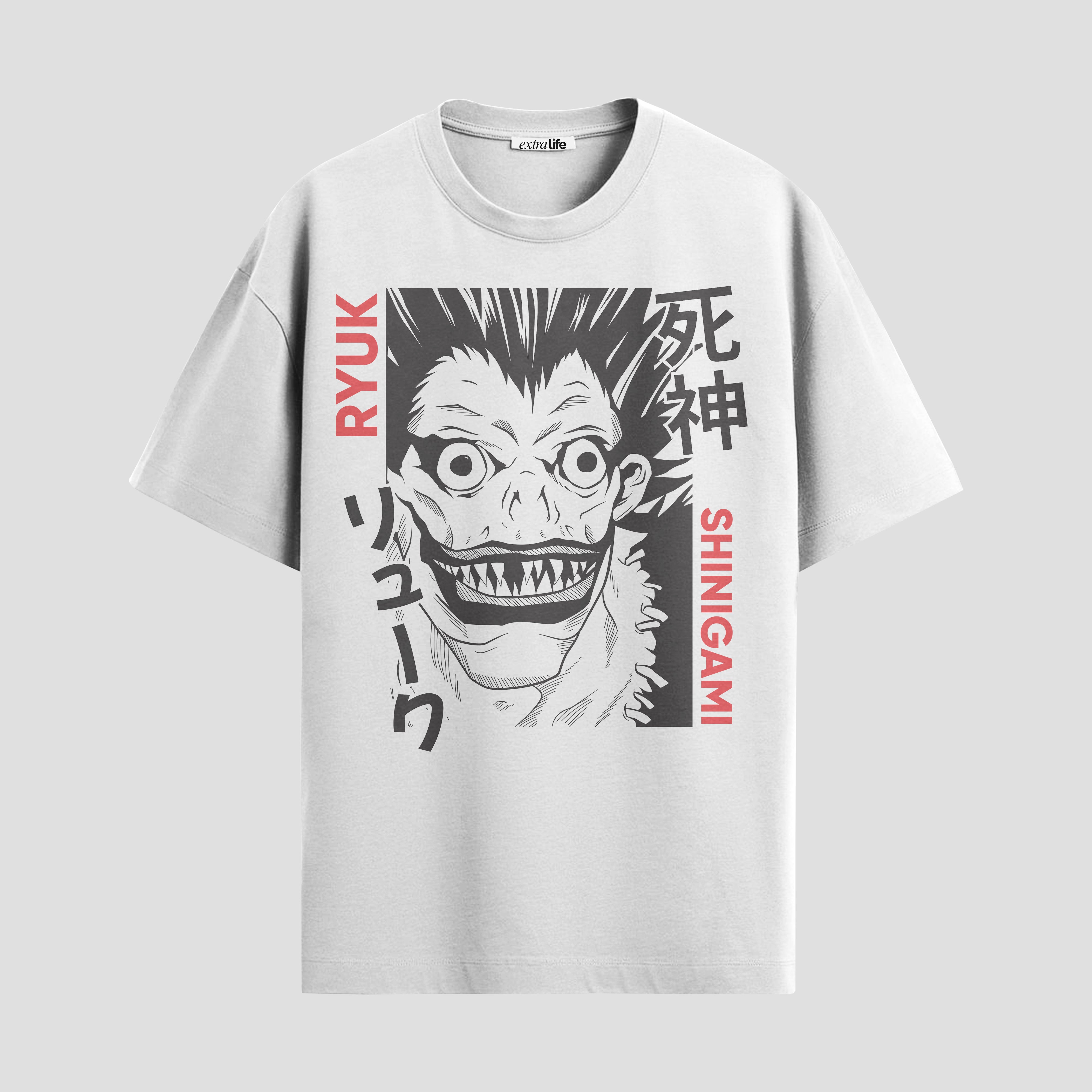 Playera urbana de anime y gaming ExtraLife MX, corte Standard Fit unisex ligero y transpirable en color Deep Black y Pure White, ropa de uso diario para gym y casual.